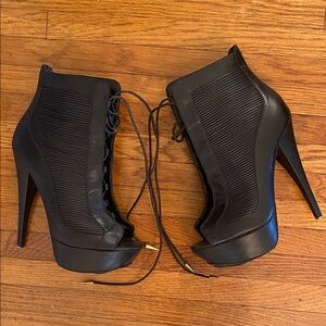 L.A.M.B. Black Peep-Toe Heels